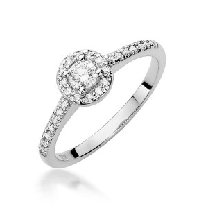 Złoty pierścionek W406 Diament 0,15ct białe złoto pr. 585