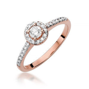Złoty pierścionek W406 Diament 0,15ct różowe złoto pr. 585