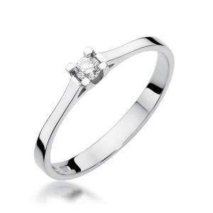 Złoty pierścionek W407 Diament 0,09ct białe złoto pr. 585