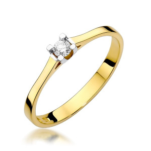 Złoty pierścionek W407 Diament 0,09ct żółte złoto pr. 585