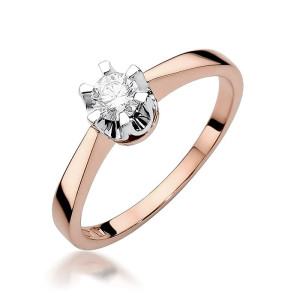 Złoty pierścionek W408 Diament 0,25ct różowe złoto pr. 585