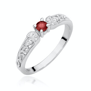 Złoty pierścionek W411 Rubin 0,10ct białe złoto pr. 585
