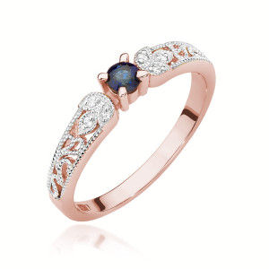 Złoty pierścionek W411 Szafir 0,10ct różowe złoto pr. 585
