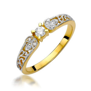 Złoty pierścionek W411 Diament 0,10ct żółte złoto pr. 585