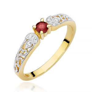 Złoty pierścionek W411 Rubin 0,10ct żółte złoto pr. 585