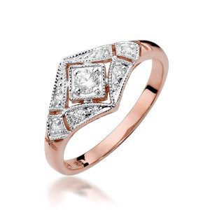 Złoty pierścionek W412 Diament 0,10ct różowe złoto pr. 585