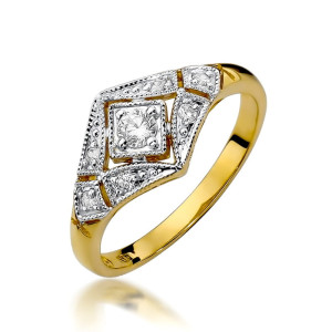 Złoty pierścionek W412 Diament 0,10ct żółte złoto pr. 585
