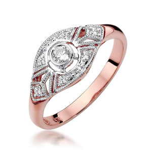 Złoty pierścionek W413 Diament 0,10ct różowe złoto pr. 585