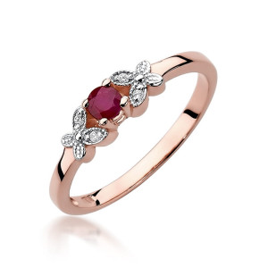 Złoty pierścionek W414 Rubin 0,15ct różowe złoto pr. 585