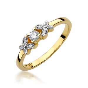 Złoty pierścionek W414 Diament 0,10ct żółte złoto pr. 585