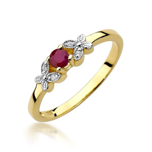 Złoty pierścionek W414 Rubin 0,15ct żółte złoto pr. 585