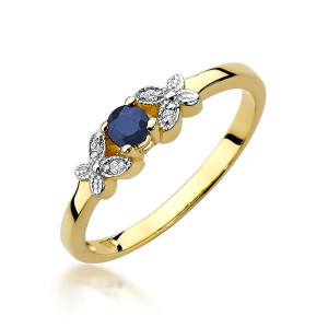 Złoty pierścionek W414 Szafir 0,15ct żółte złoto pr. 585