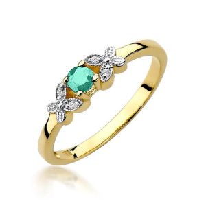 Złoty pierścionek W414 Szmaragd 0,15ct żółte złoto pr. 585