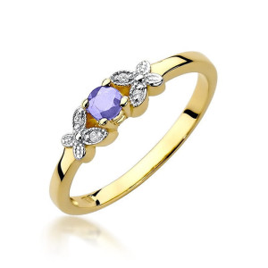 Złoty pierścionek W414 Tanzanit 0,15ct żółte złoto pr. 585