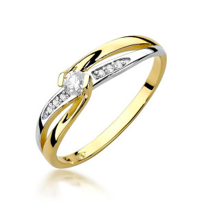 Złoty pierścionek W415 Diament 0,10ct żółte złoto pr. 585