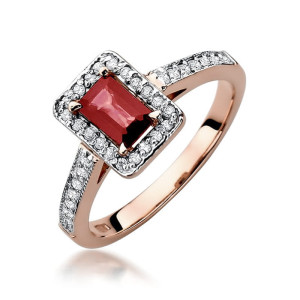 Złoty pierścionek W422 Rubin 0,80ct różowe złoto pr. 585