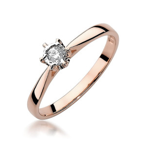 Złoty pierścionek W426 Diament 0,05ct różowe złoto pr. 585