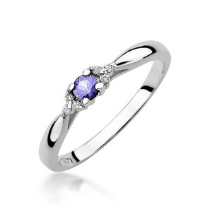 Złoty pierścionek W428 Tanzanit 0,15ct białe złoto pr. 585