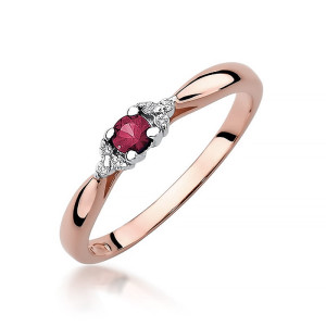 Złoty pierścionek W428 Rubin 0,15ct różowe złoto pr. 585