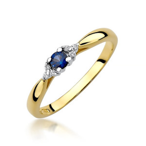 Złoty pierścionek W428 Szafir 0,15ct żółte złoto pr. 585