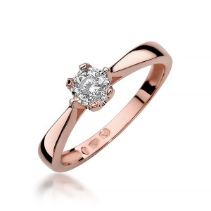 Złoty pierścionek W429 Diament 0,20ct różowe złoto pr. 585