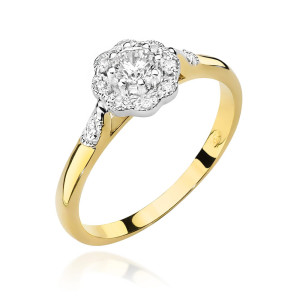 Złoty pierścionek W434 Diament 0,23ct żółte złoto pr. 585