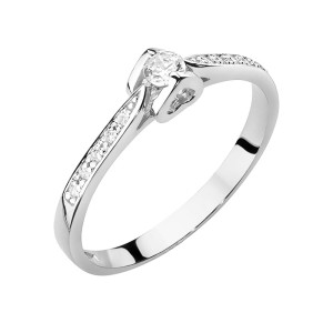 Złoty pierścionek W435 Diament 0,10ct białe złoto pr. 585