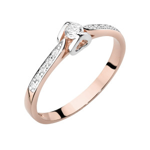Złoty pierścionek W435 Diament 0,10ct różowe złoto pr. 585