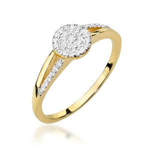 Złoty pierścionek W437 z diamentami żółte złoto pr. 585