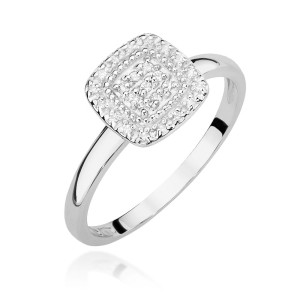 Złoty pierścionek W448 z diamentami białe złoto pr. 585