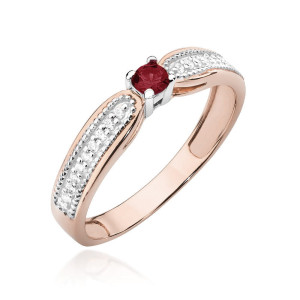 Złoty pierścionek W449 Rubin 0,15ct różowe złoto pr. 585