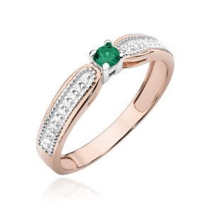 Złoty pierścionek W449 Szmaragd 0,15ct różowe złoto pr. 585