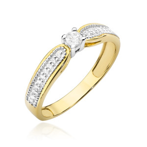 Złoty pierścionek W449 Diament 0,08ct żółte złoto pr. 585