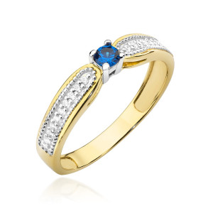 Złoty pierścionek W449 Szafir 0,15ct żółte złoto pr. 585