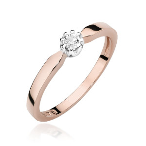 Złoty pierścionek W450 Diament 0,10ct różowe złoto pr. 585