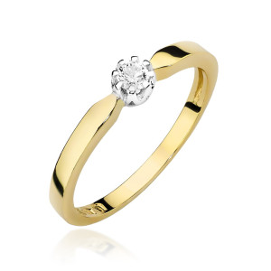 Złoty pierścionek W450 Diament 0,10ct żółte złoto pr. 585