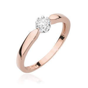 Złoty pierścionek W450B Diament 0,15ct różowe złoto pr. 585