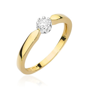 Złoty pierścionek W450B Diament 0,15ct żółte złoto pr. 585