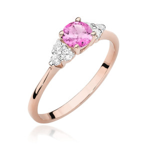 Złoty pierścionek W451 Topaz Różowy 0,60ct różowe złoto pr. 585