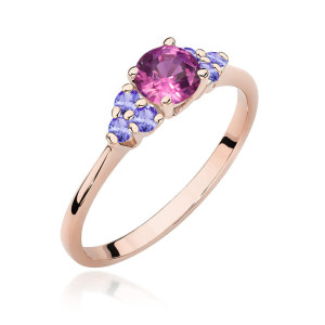 Złoty pierścionek W451 Topaz Różowy 0,60ct różowe złoto pr. 585