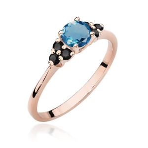 Złoty pierścionek W451 z Topazem London Blue 0,50ct różowe złoto pr. 585