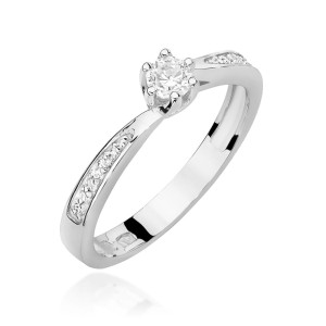 Złoty pierścionek W453 Diament 0,15ct białe złoto pr. 585