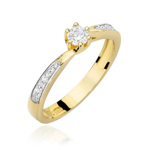 Złoty pierścionek W453 Diament 0,15ct żółte złoto pr. 585