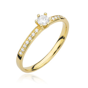 Złoty pierścionek W459 Diament 0,10ct żółte złoto pr. 585