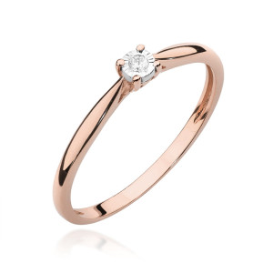 Złoty pierścionek W461 Diament 0,01ct różowe złoto pr. 585