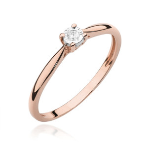 Złoty pierścionek W461 Diament 0,03ct różowe złoto pr. 585