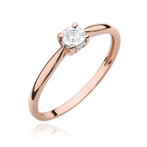Złoty pierścionek W461 Diament 0,08ct różowe złoto pr. 585