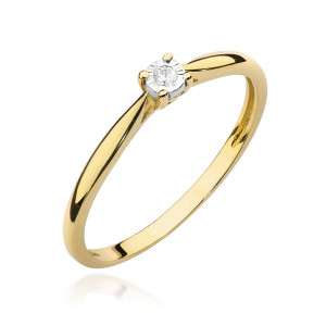 Złoty pierścionek W461 Diament 0,01ct żółte złoto pr. 585