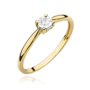 Złoty pierścionek W461 Diament 0,08ct żółte złoto pr. 585