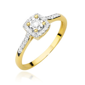 Złoty pierścionek W462 Diament 0,08ct żółte złoto pr. 585